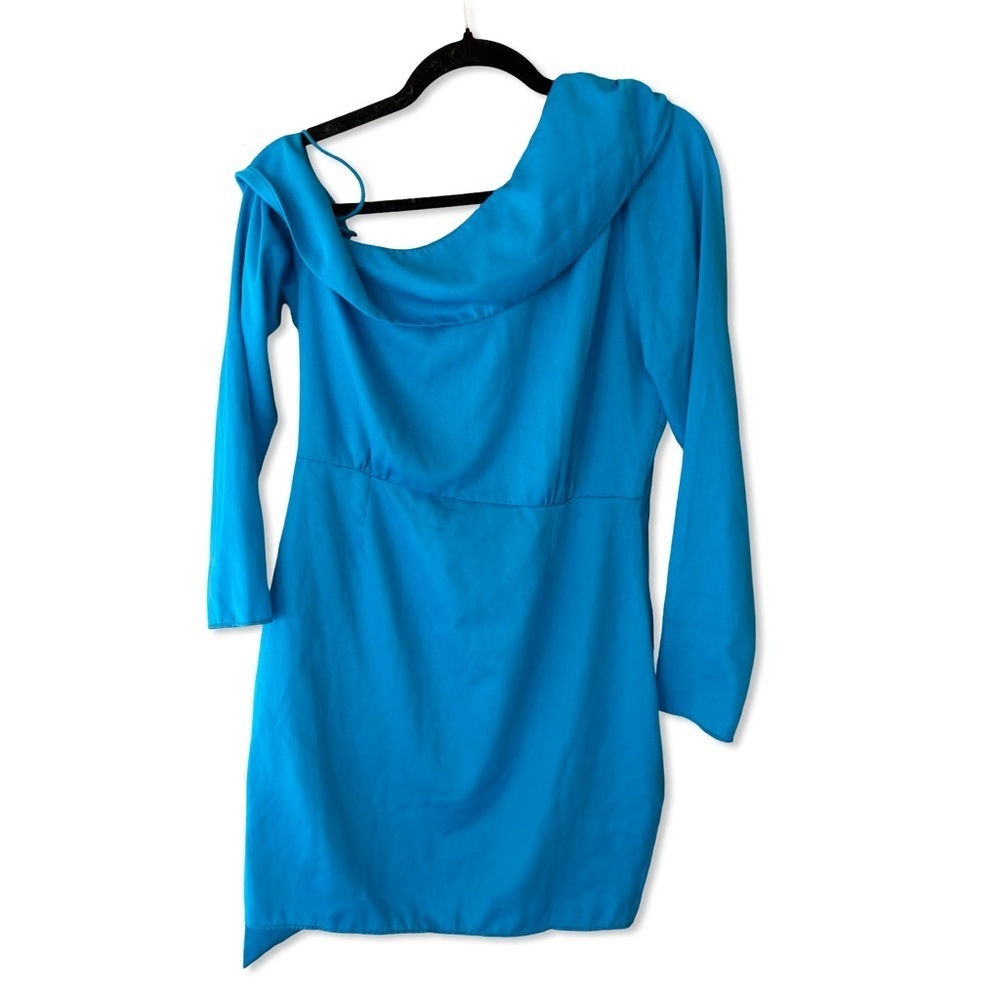 SAYLOR Kirstie Dress Cerulean Vibrant Blue One-Shoulder mini draped Revolve M - Picture 5 of 7